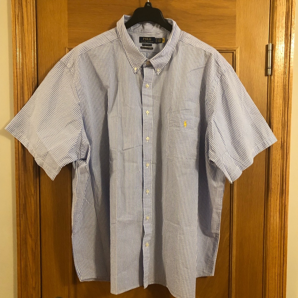 NWOT Polo Ralph Lauren RL Untucked Fit Seersucker Short Sleeve Shirt Sz 5XB 5XL - Picture 3 of 8